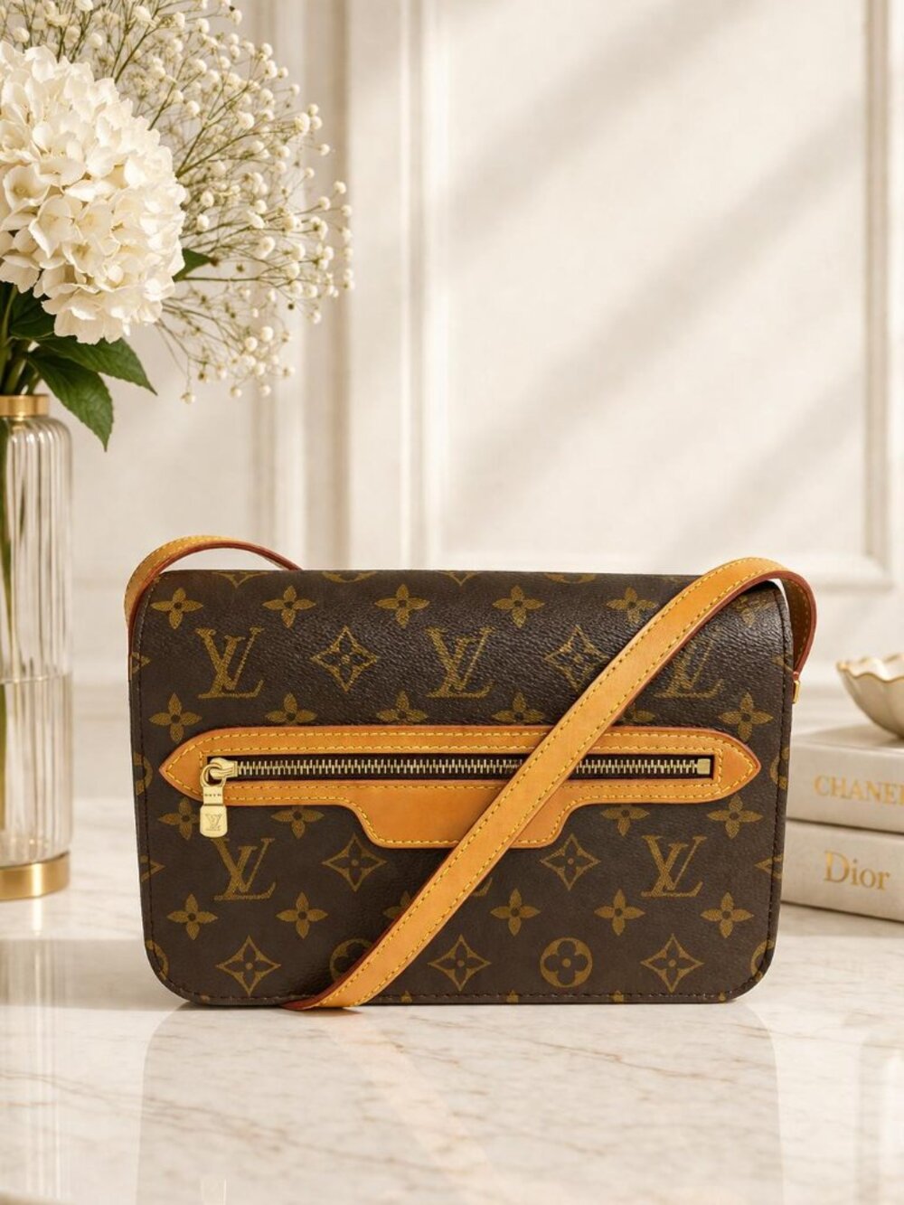 Authentic Louis Vuitton Saint Germain 24 Monogram Shoulder Bag Brown Crossbody
